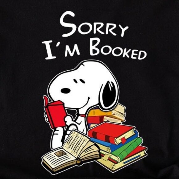 Snoopy Reading Book Meme T Shirt Sorry Im Booked Graphic Fan Gift Retro Cartoon - Picture 2 of 5